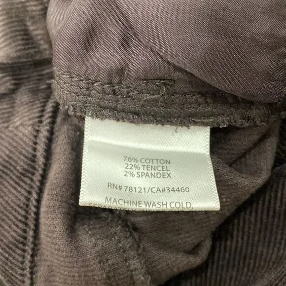 EILEEN FISHER 4 Brown Pinwale Corduroy Cotton Tencel Tapered Ankle Pants Stretch - Picture 6 of 16